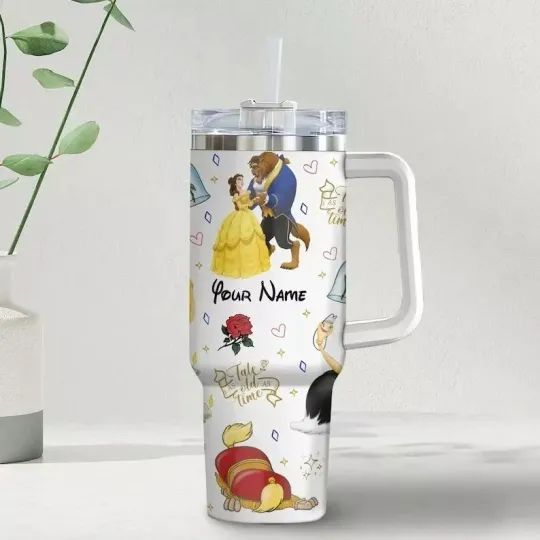 Personalized Beauty and the Beast 40 Oz Tumbler, Gift for Cartoon