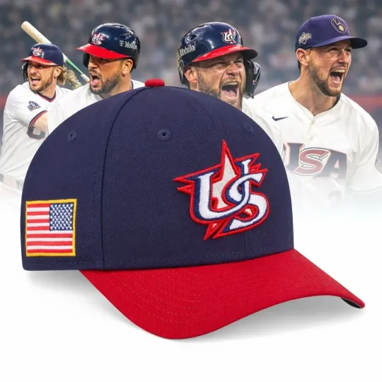 USA Baseball Classic 2026 Snapback Hat Navy Red Embroidered Mid-Profile Cap