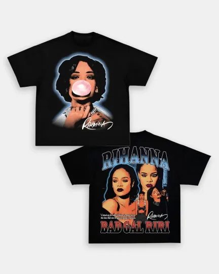 Rihanna Bad Girl Riri Vintage Rap T-Shirt Double Sided Y2K Graphic Tee