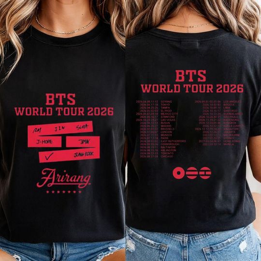 BTS Arirang Reunion Tour 2026 Shirt, Two-Sided BTS Member Names Tee, Bangtan Boys Fan Gift, Kpop Concert Merch