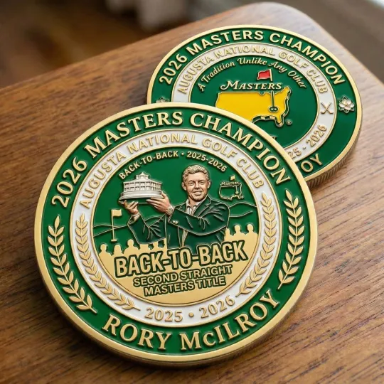 Discover Rory McIlroy 2026 Masters Champion Coin Back-To-Back Second Straight Title Medal