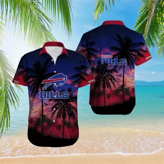 Discover Buffalo Football Team Billss Tropical Bloom Gradient Hawaiian Shirt, Unisex Adul