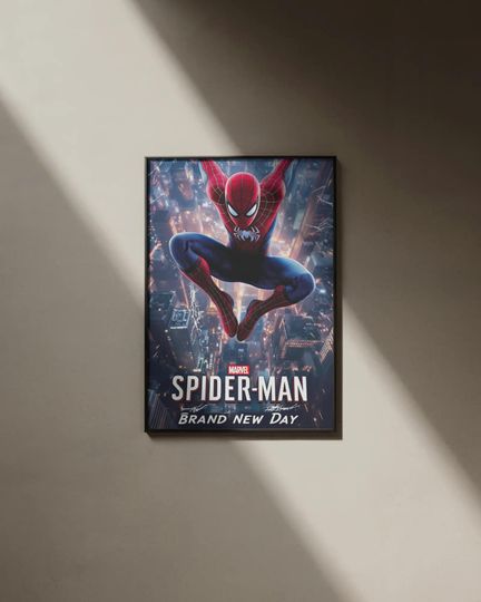 Discover Spider-Man Brand New Day Poster, Marvel Wall Art, Cinematic Superhero Movie Print, Modern Comic Book Home Decor