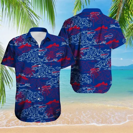 Discover Buffalo Football Team Billss Ocean Wave Scenic Hawaiian Shirt, Unisex Adult, Siz