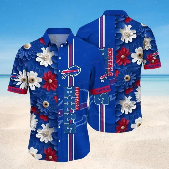 Discover Personalized Buffalo Football Team Billss Summer Blossom Hawaiian Shirt, Unisex