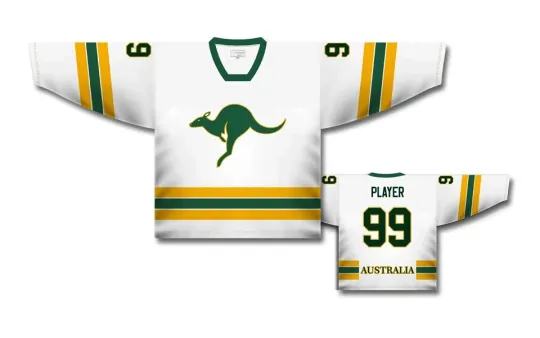 Discover Team Australia White Hockey Jersey with Custom Name and Number