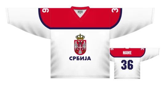 Discover Serbia Men’s Ice Hockey Jersey White Custom Name and Number