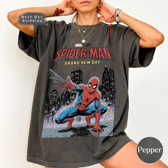 Discover Vintage Spider-Man Brand New Day T-Shirt, Spiderman Marvel Shirt, Tom Holland Spidey Tee, MCU Avengers Spiderman Shirt, Brand New Day tee