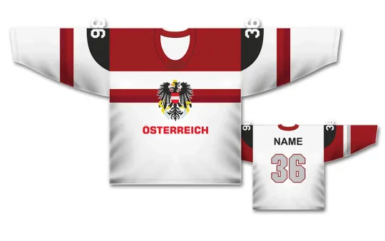 Discover Team Austria 2022 White Men's Ice Hockey Jersey Custom Name and Number