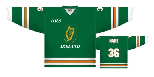 Discover Team Ireland Green Men's Ice Hockey Jersey Custom Name and Number