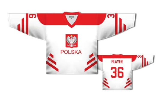 Discover Team Poland 2019 Men's Ice Hockey Jersey White Custom Name and Number