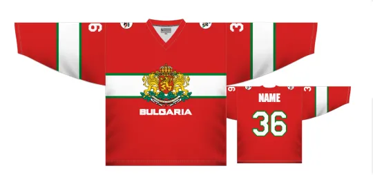 Discover Team Bulgaria Red Men's Ice Hockey Jersey Custom Name and Number