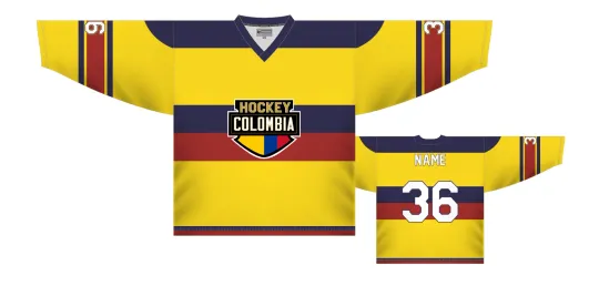 Discover Team Colombia Yellow Men’s Hockey Jersey Custom Name and Number