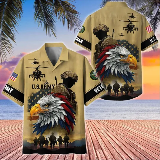 Discover US Army Hawaiian Button Down Shirt