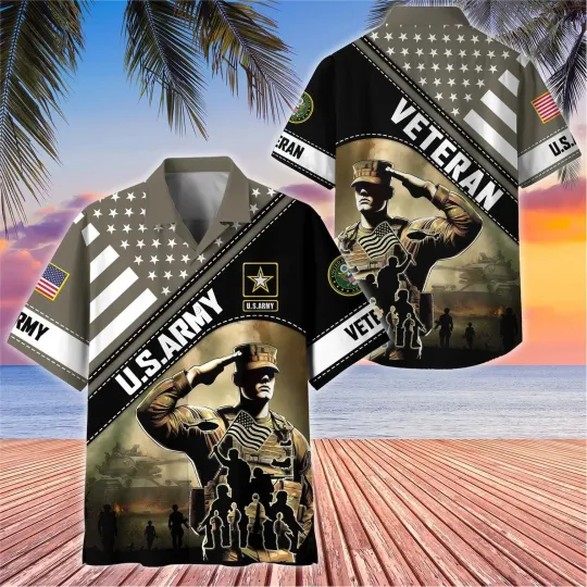 Discover US Army Hawaiian Button Down Shirt