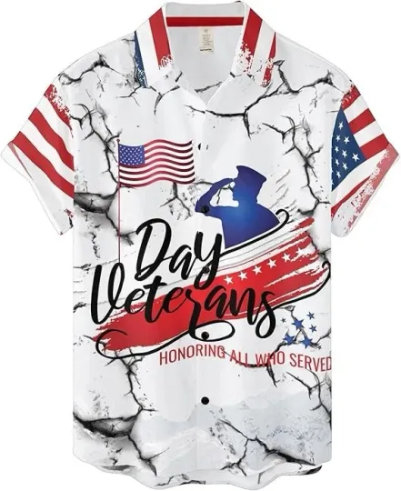 Discover Veteran's Day Hawaiian Button Down Shirt
