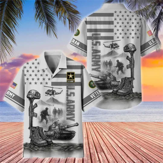 Discover US Army Hawaiian Button Down Shirt