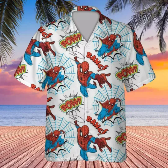 Discover Spiderman Hawaiian Button Down Shirt