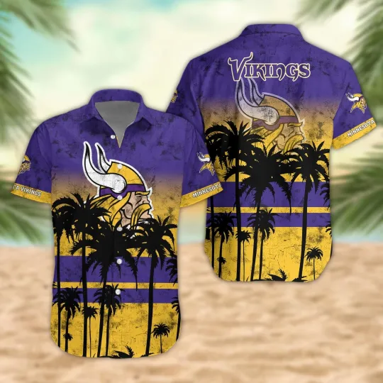 Discover Minnesota Football Team Vikingss Desert Sunset Hawaiian Shirt, Unisex Adults, Fu