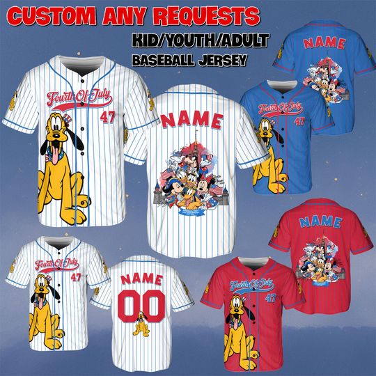 Discover Custom Pluto 4th Of July Baseball Jersey, Mickey And Friends Patriotic Shirt, Disney Independence Day Shirt, Pluto American Flag Jersey