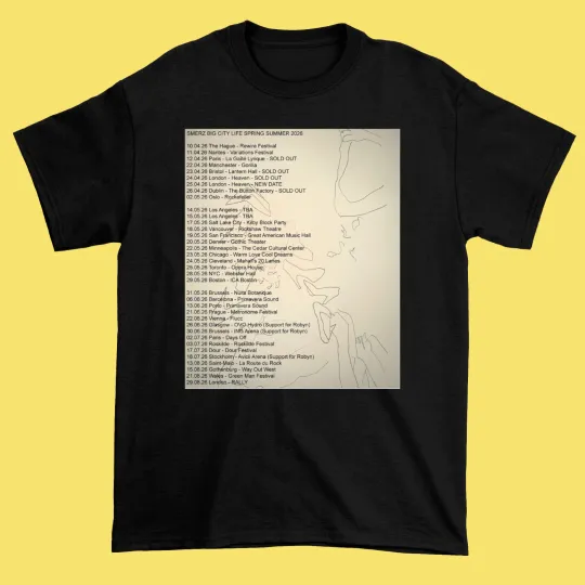 Discover Smerz Tour Big City Life Spring Summer 2026 Black Shirt S-5XL SE195