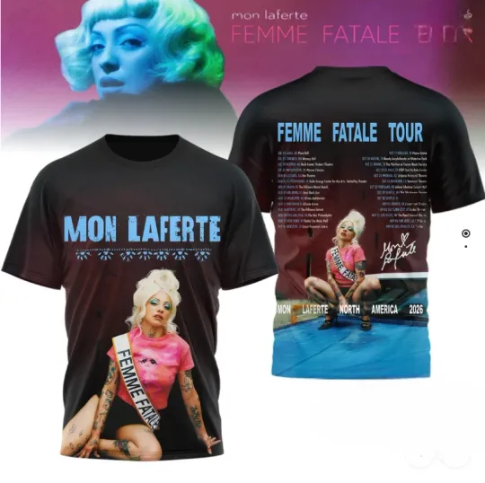 Discover Mon Laferte Femme Fatale Tour 2026 3D T-Shirt