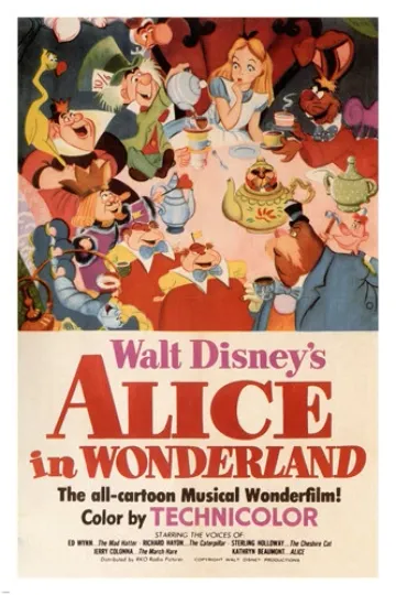 Discover Walt Disney's Alice in Wonderland MOVIE POSTER 1951 20x30 VINTAGE CARTOON - VY1