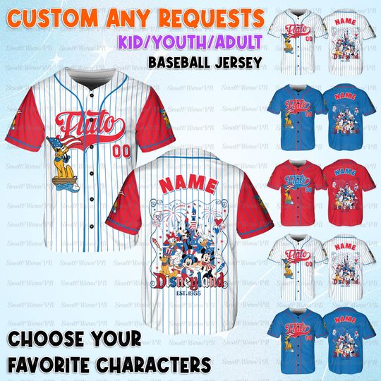 Discover Personalized Pluto Freedom V3 Baseball Jersey, Mickey And Friends 250 Years Jersey, Pluto USA 250 Shirt, Disney 4th Of July Jersey