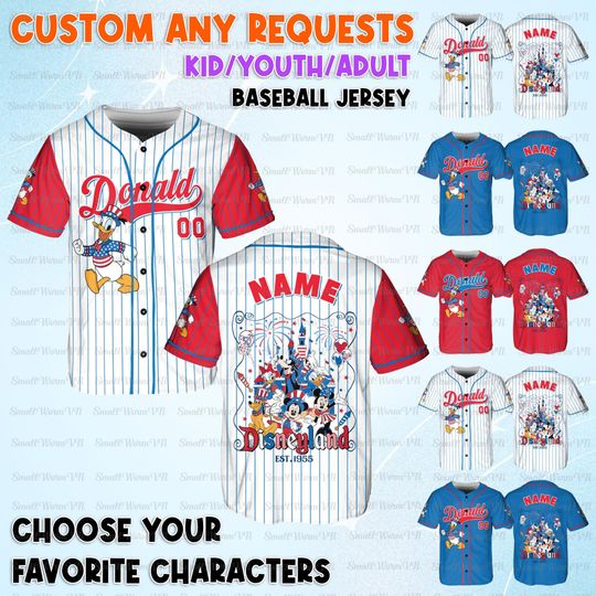 Discover Personalized Donald Freedom V3 Baseball Jersey, Mickey And Friends 250 Years Jersey, Donald USA 250 Shirt, Disney 4th Of July Jersey