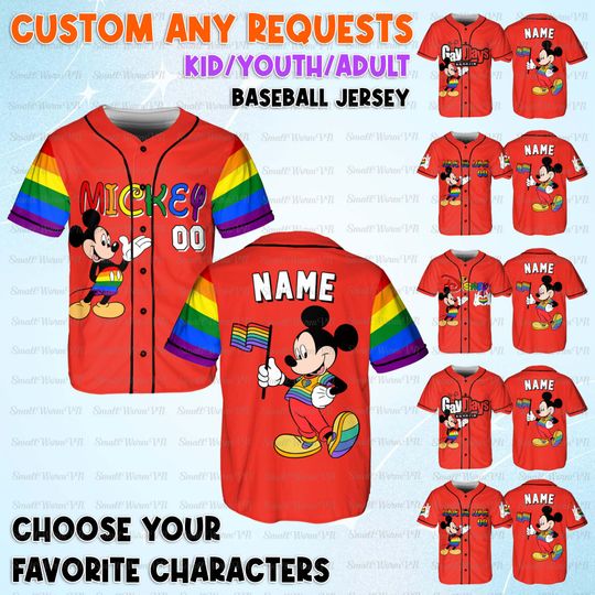 Discover Personalized Mickey Gay Days Jersey, Mickey And Friends Rainbow Flag Shirt, Pride Month Gift Shirt, Disney Magic Kingdom Anaheim Trip Jersey