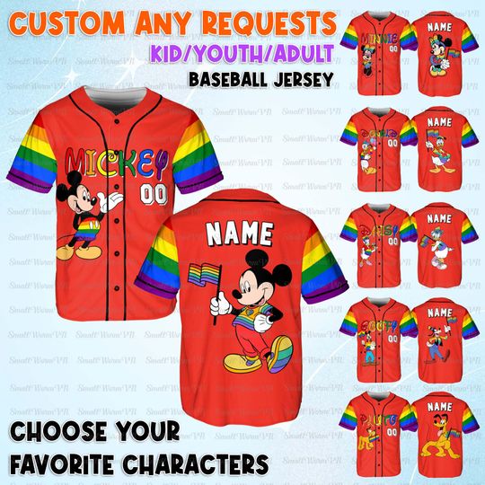 Discover Personalized Mickey And Friends Gay Days Jersey, Disney Donald Pride Shirt, Anaheim Rainbow Flag Shirt, Disneyland Group Trip Gift Shirt