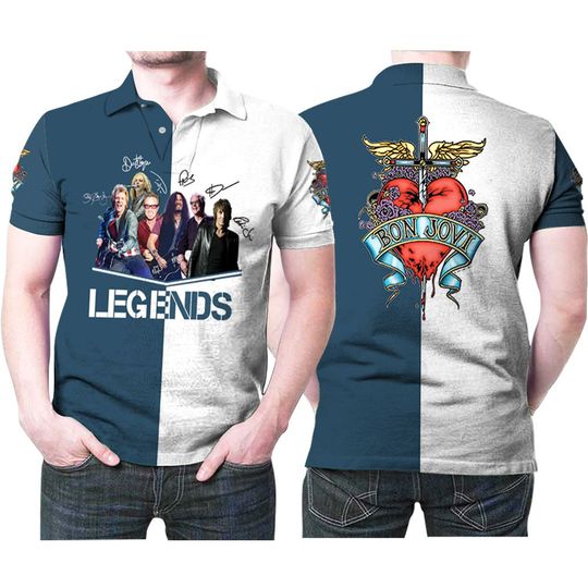 Discover Bon Jovi Heart Logo Band Polo Shirt