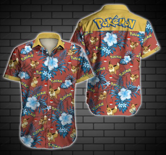 Discover PKM Eevee Flower Hawaiian Shirt