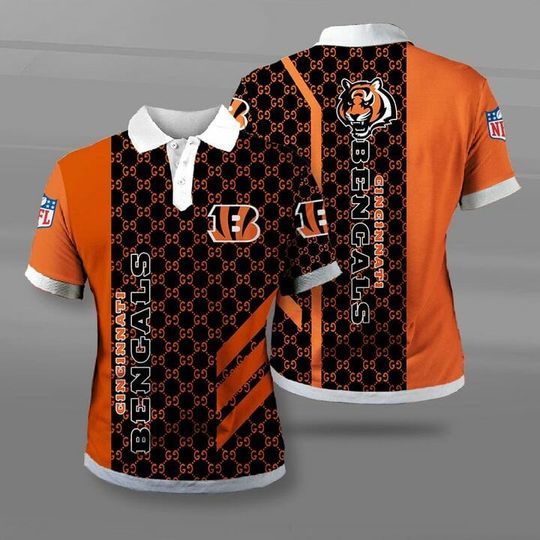 Discover football Cincinnati Bengals Orange Black Polo Shirt