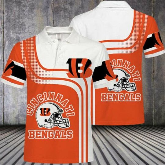 Discover football Cincinnati Bengals Orange White Polo Shirt V2