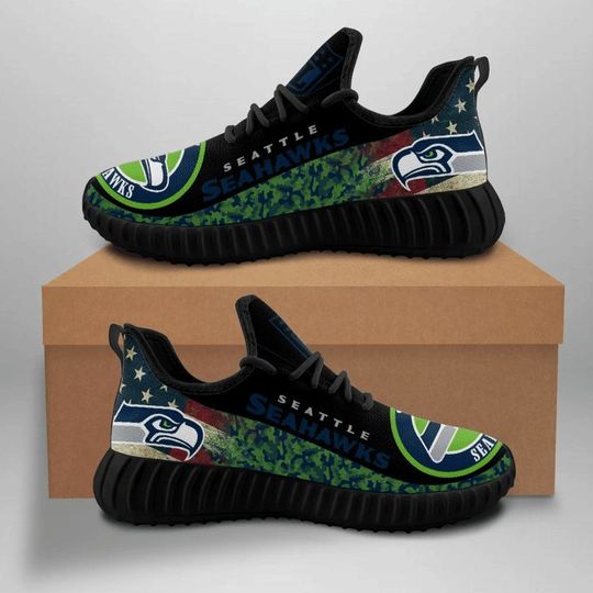Discover football Seattle Seahawks Navy American Flag Reze Sneakers