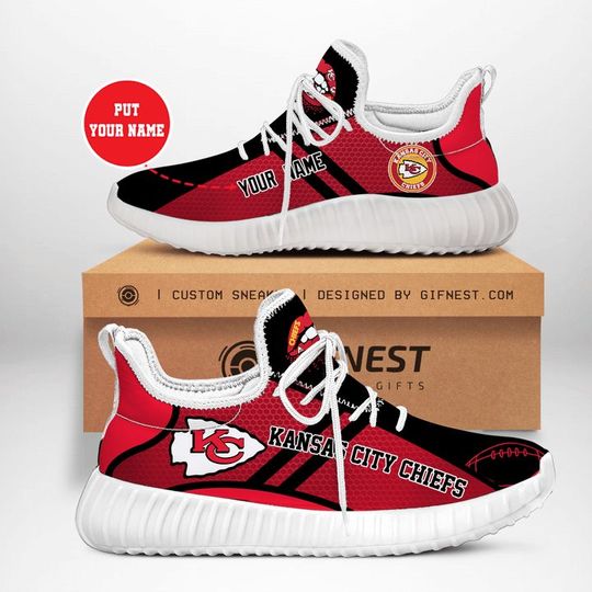Discover football Kansas City Chiefs Custom Name Red Black Reze Sneakers