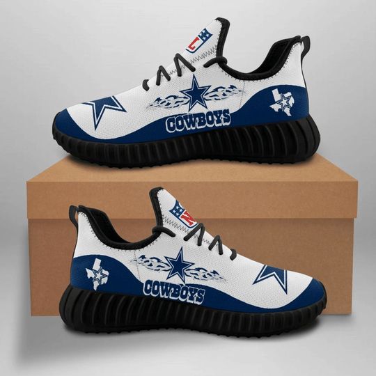 Discover football Dallas Cowboys White Blue Logo In Cloud Reze Sneakers