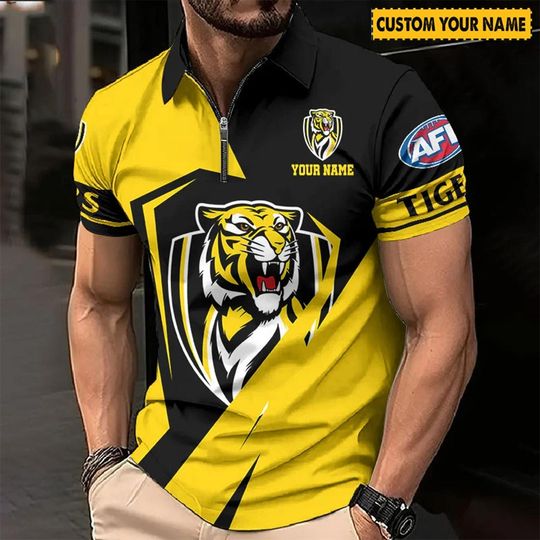 AFL Richmond Tigers Custom Name Special Edition Zipper Polo Shirt