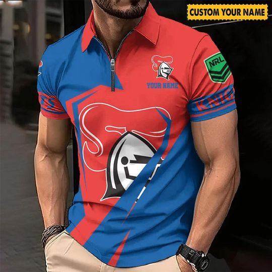 NRL Newcastle Knights Custom Name Special Edition Zipper Polo Shirt