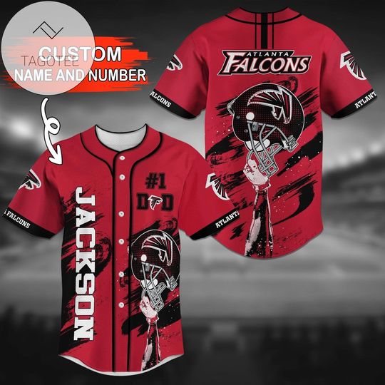 football Atlanta Falconss Custom Name Number Red Helmet #1 Baseball Jersey