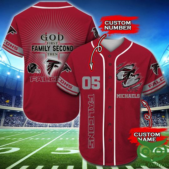 football Atlanta Falconss Custom Name Number Red Baseball Jersey