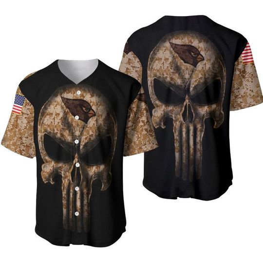 football Arizonna Cardinalss Punisher Skull Camo Baseball Jersey