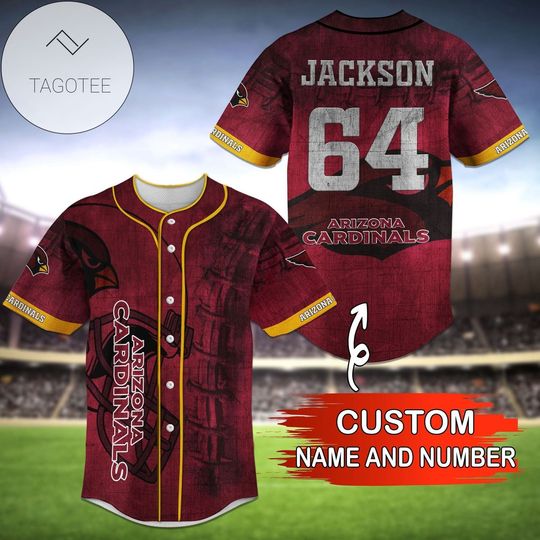 football Arizonna Cardinals Custom Name Number Red Baseball Jersey