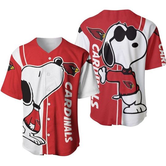 Discover football Arizonna Cardinals Snoopy Red White Baseball Jersey