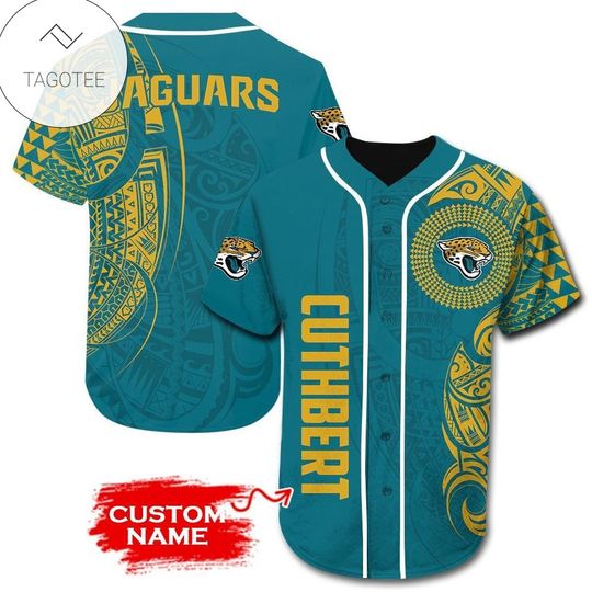 football Jacksonville Jaguarss Custom Name Teal Gold Baseball Jersey