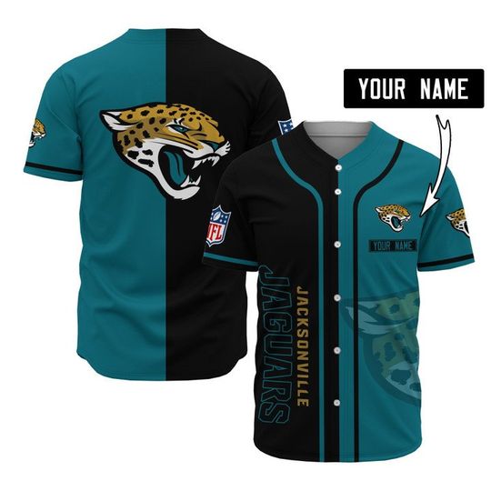 football Jacksonville Jaguarss Custom Name Black Teal Baseball Jersey