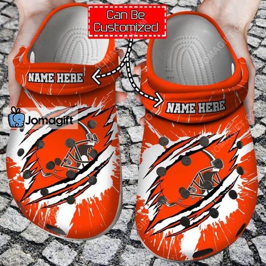 Discover football Cleveland Browns Custom Name Ripped Claws Crocs