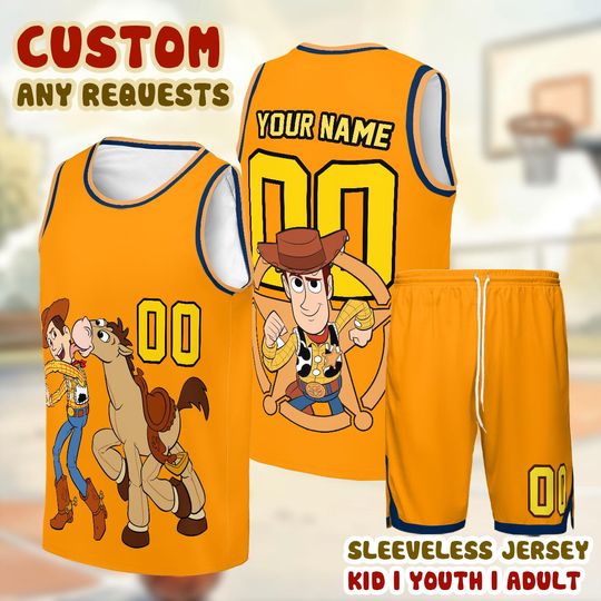 Toy Story Woody Bullseye Tank Top Basketball Jersey, Custom Name Disney Sports Shirt