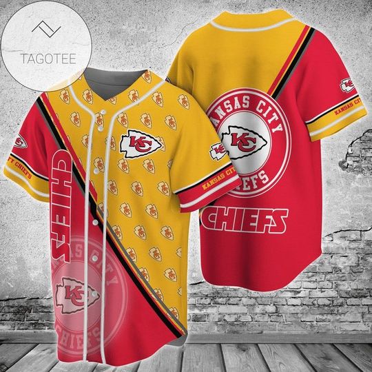 Discover football Kansas City Chiefs Red Gold Baseball Jersey